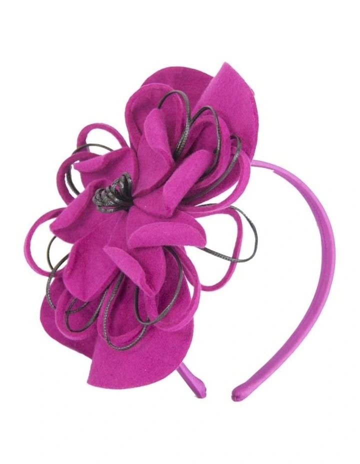 Max Alexander fuchsia felt flower racing fascinator J357F image 2