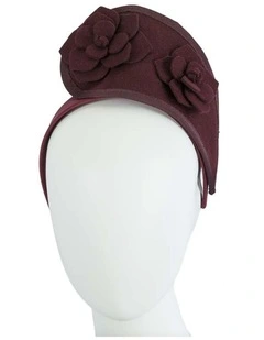 Max Alexander wine tall winter racing crown fascinator J354W