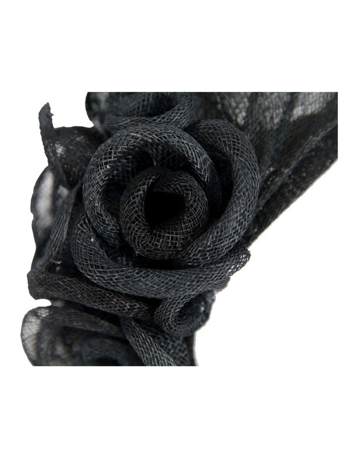 Max Alexander MA836B large black sinamay flower fascinator headband image 3