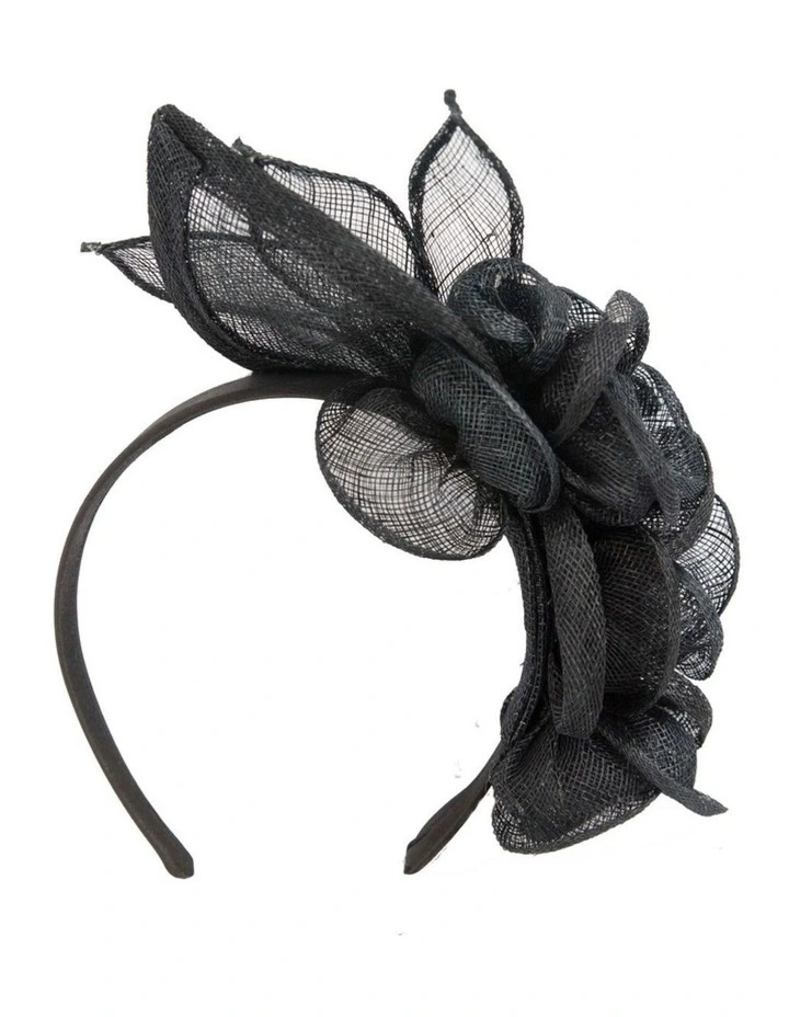Max Alexander MA836B large black sinamay flower fascinator headband image 4