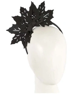 Max Alexander black laser-cut maple leaf fascinator headband MA757B