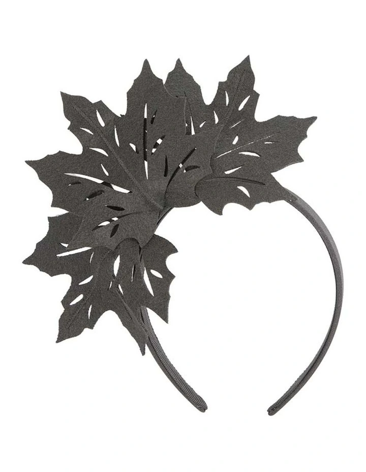 Max Alexander black laser-cut maple leaf fascinator headband MA757B image 2