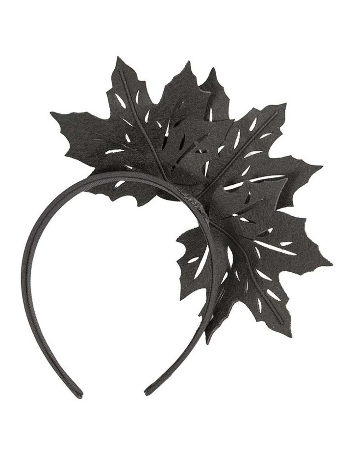 Max Alexander black laser-cut maple leaf fascinator headband MA757B image 4