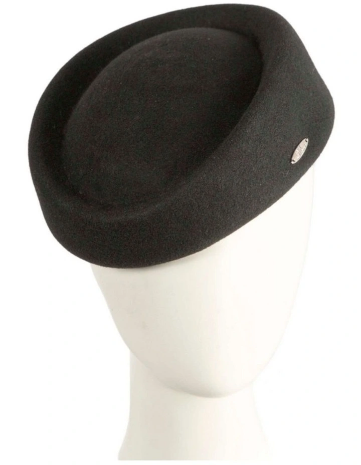 Max Alexander Classic Stewardess Black Felt Pillbox Hat J463B image 1