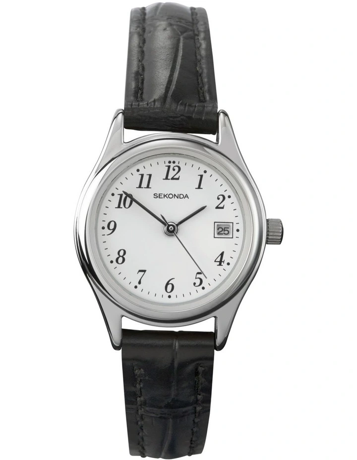 Classic 25mm Leather Silver Watch image 1