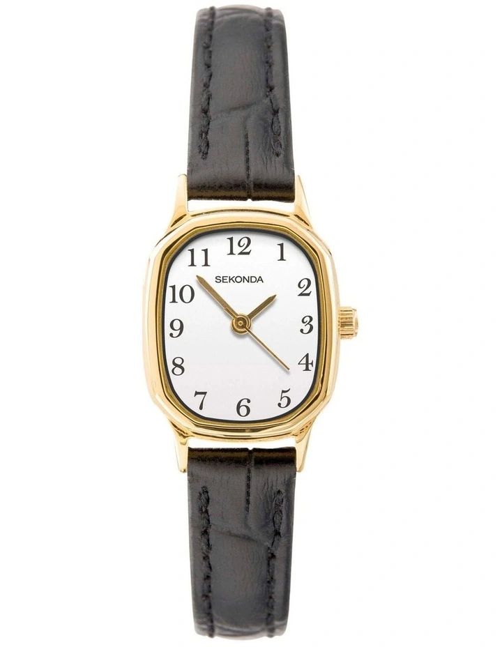 Classic 22mm Leather Gold Watch image 1