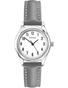 Evans 25mm Leather Silver Watch