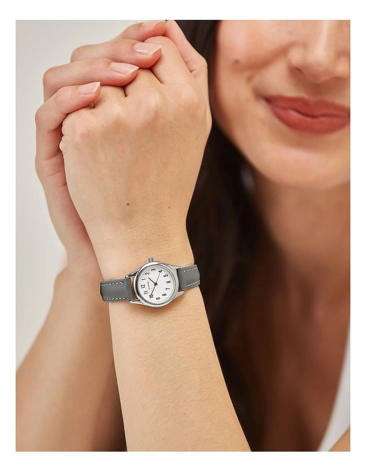 Evans 25mm Leather Silver Watch image 2