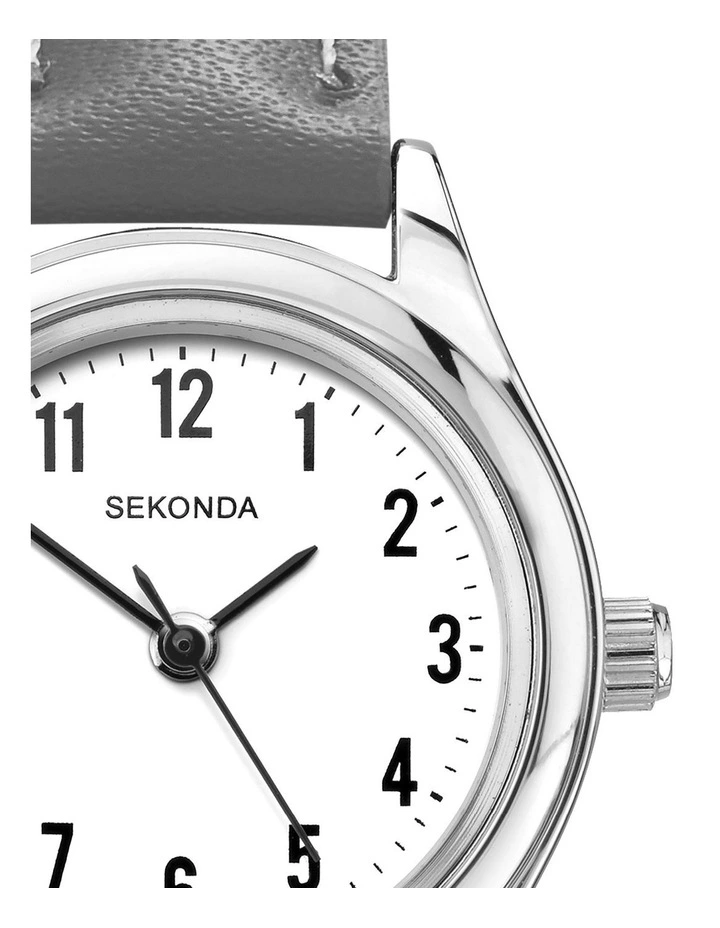 Evans 25mm Leather Silver Watch image 3