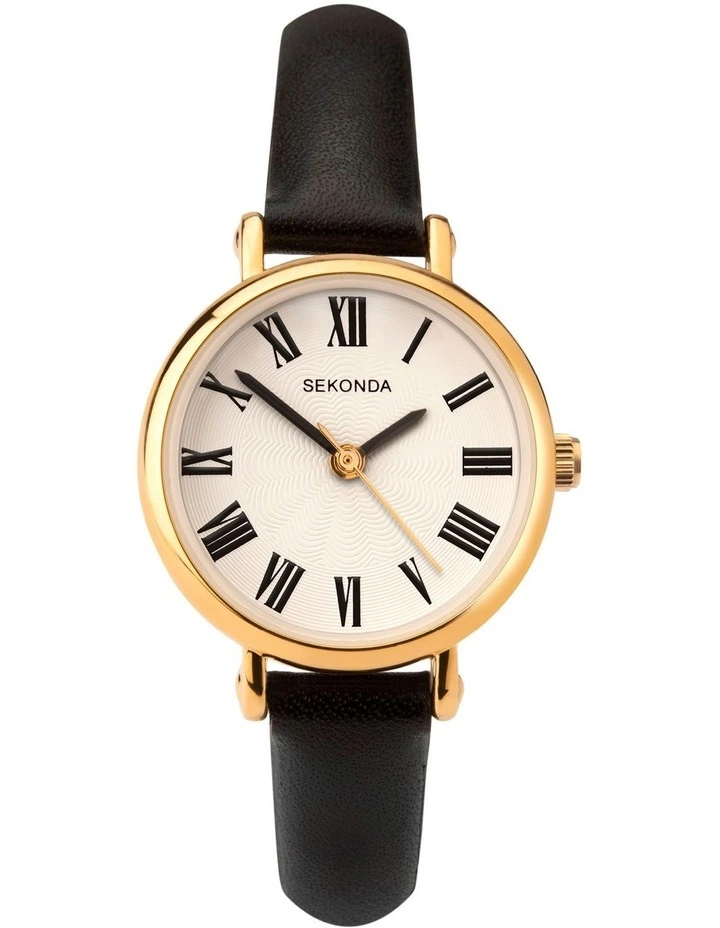 Classic 27mm Leather Gold Watch image 1