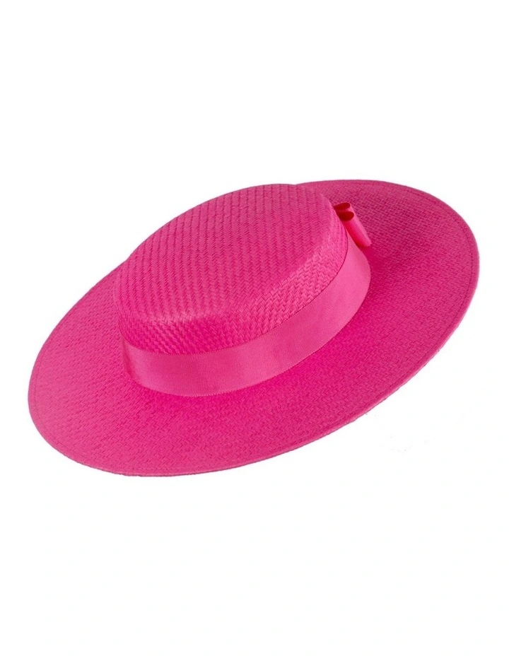 MA867F Boater Hat in Fuchsia image 1