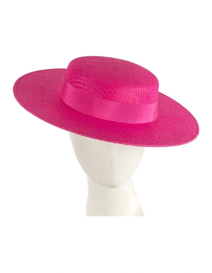MA867F Boater Hat in Fuchsia image 2