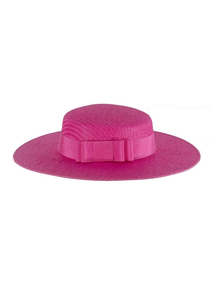 MA867F Boater Hat in Fuchsia image 3