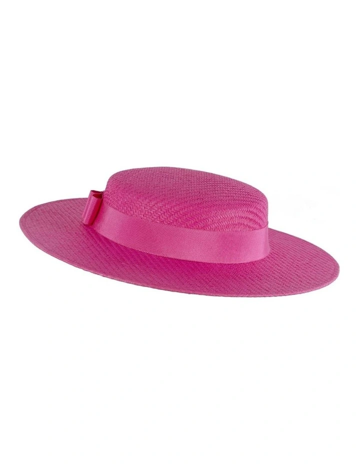 MA867F Boater Hat in Fuchsia image 4