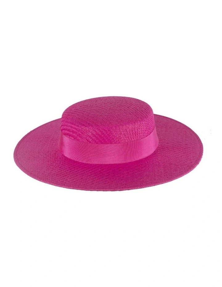 MA867F Boater Hat in Fuchsia image 5