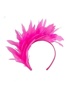 Feather MA893HP Fascinator Headband in Hot Pink