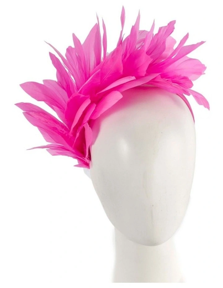 Feather MA893HP Fascinator Headband in Hot Pink image 2