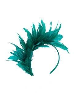 Feather MA893TE Fascinator Headband in Teal
