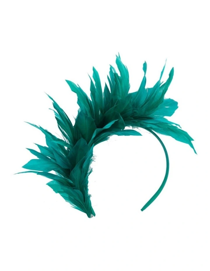 Feather MA893TE Fascinator Headband in Teal image 1
