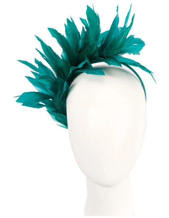 Feather MA893TE Fascinator Headband in Teal image 2
