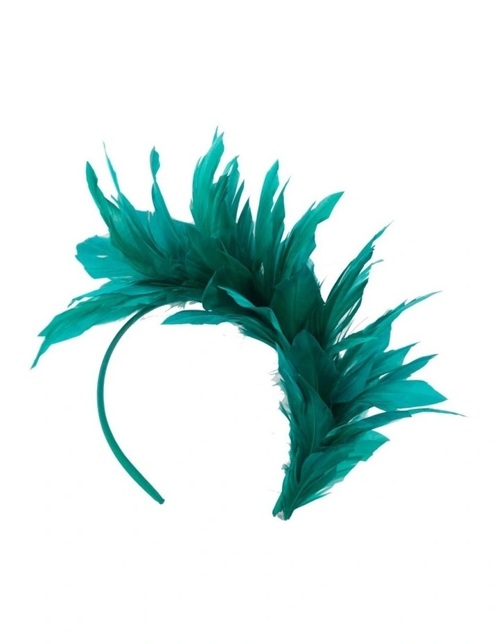 Feather MA893TE Fascinator Headband in Teal image 4