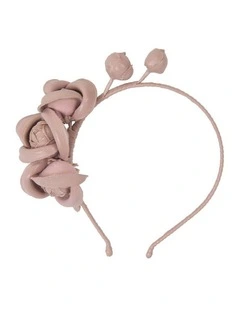 Faux Leather Flower J377TP Headband Fascinator in Taupe