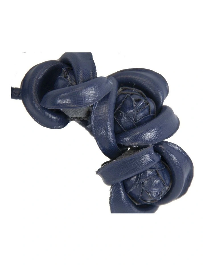Faux Leather Flower Headband Fascinator J377N in Navy image 3