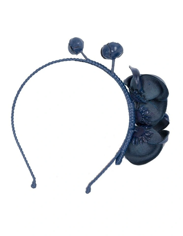 Faux Leather Flower Headband Fascinator J377N in Navy image 4