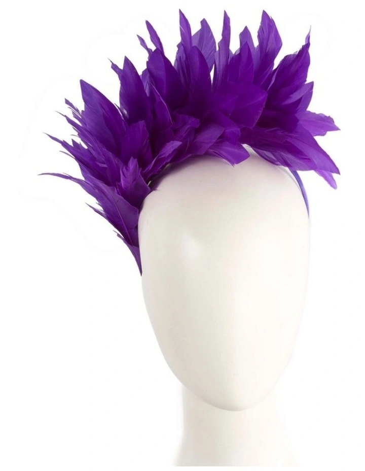 Feather MA893PR Fascinator Headband in Purple image 2