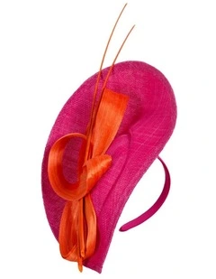Large Sinamay MA872FOR Fascinator in Fuchsia And Orange