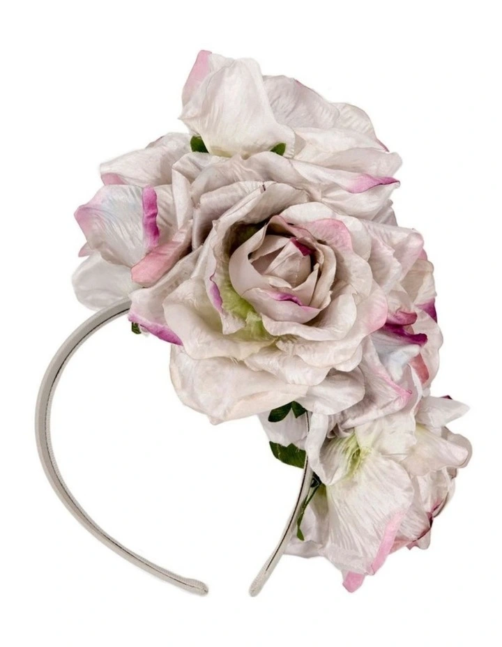 Large Lilac Rose Flower MA887SIL Headband in Silver image 4