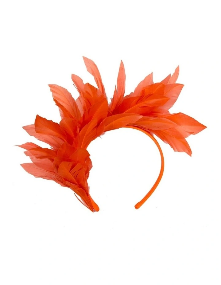MA893OR Feather Fascinator Headband in Orange image 1
