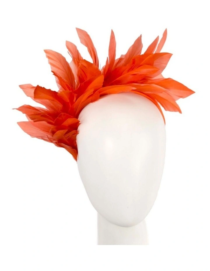 MA893OR Feather Fascinator Headband in Orange image 2