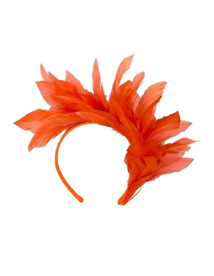 MA893OR Feather Fascinator Headband in Orange image 4