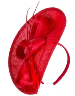 Large Sinamay MA872R Fascinator Headband in Red
