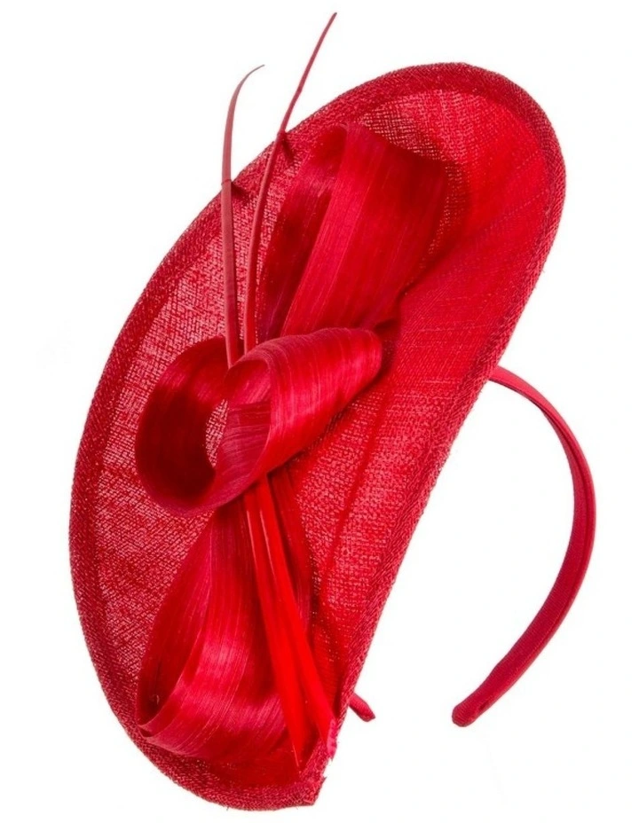 Large Sinamay MA872R Fascinator Headband in Red image 1