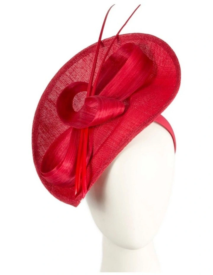 Large Sinamay MA872R Fascinator Headband in Red image 2