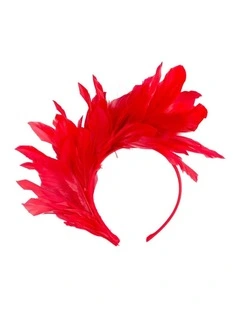 Feather MA893R Fascinator Headband in Red