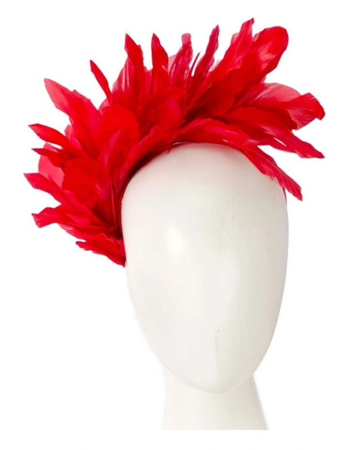 Feather MA893R Fascinator Headband in Red image 2