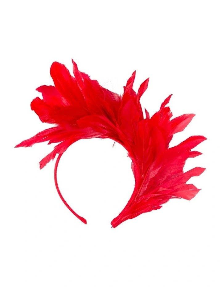 Feather MA893R Fascinator Headband in Red image 4