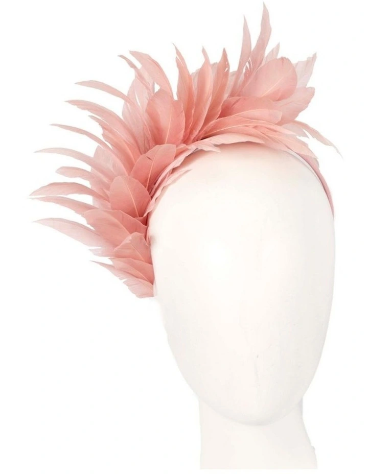 Feather MA893DP Fascinator Headband in Dusty Pink image 2