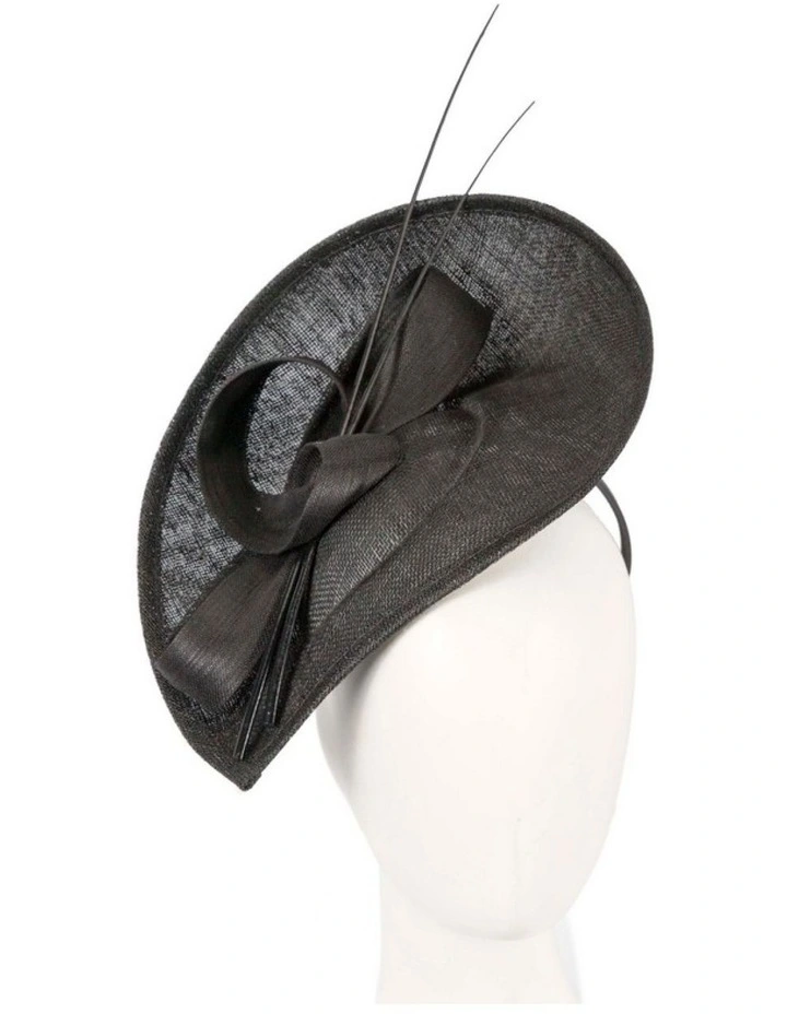 Large Sinamay MA872B Fascinator Headband in Black image 2