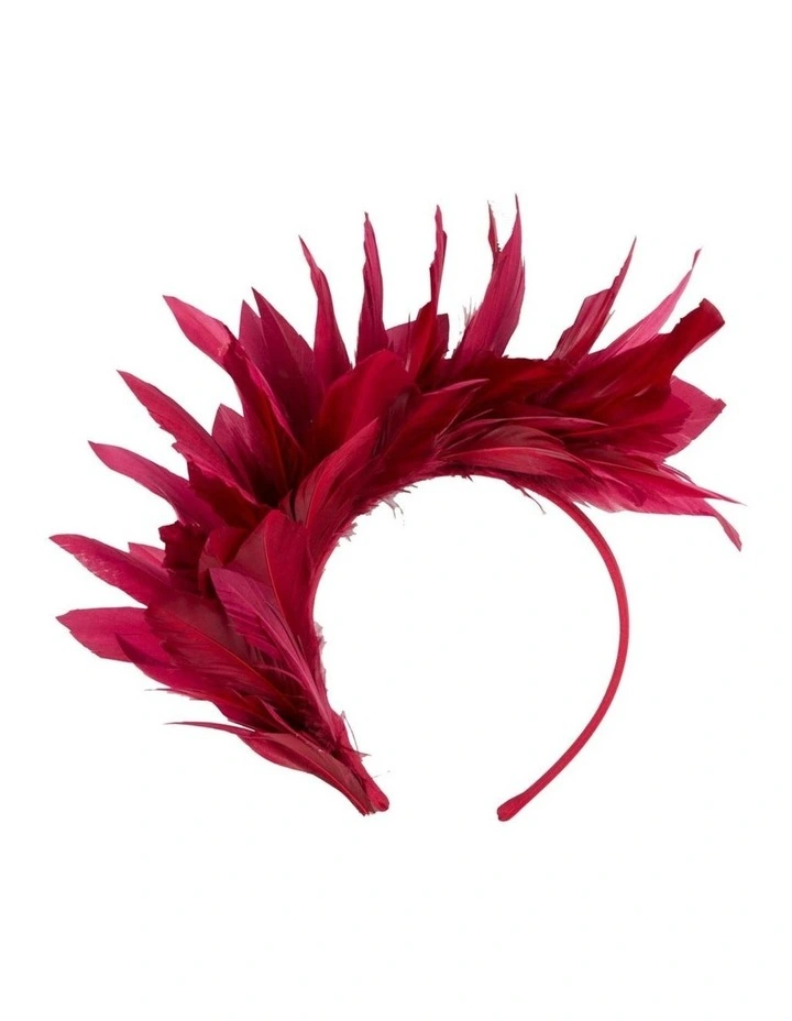 Feather MA893W Fascinator Headband in Burgundy Wine image 1