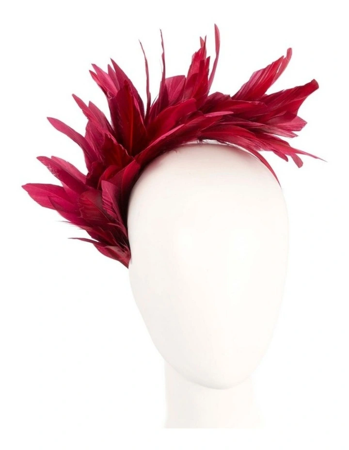 Feather MA893W Fascinator Headband in Burgundy Wine image 2