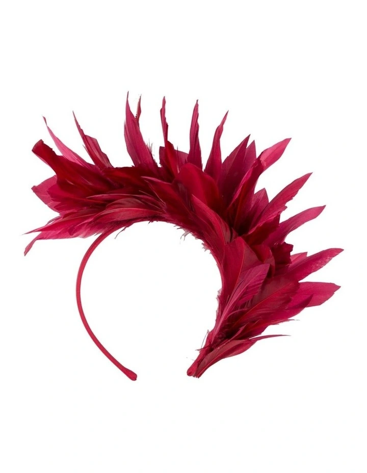 Feather MA893W Fascinator Headband in Burgundy Wine image 4