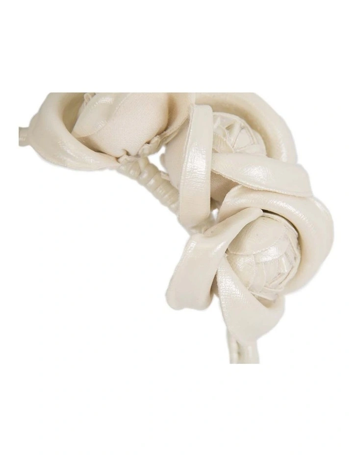 Faux Leather Flower J377C Headband in Cream/White image 3