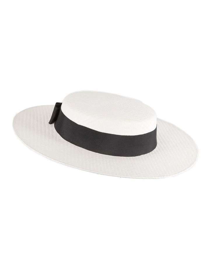 MA867WB Boater Hat in Cream/White image 1