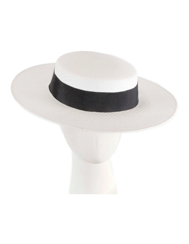 MA867WB Boater Hat in Cream/White image 2