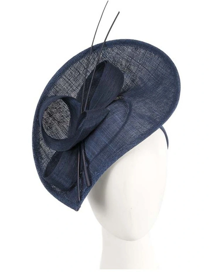 Large Sinamay MA872N Fascinator in Navy image 2