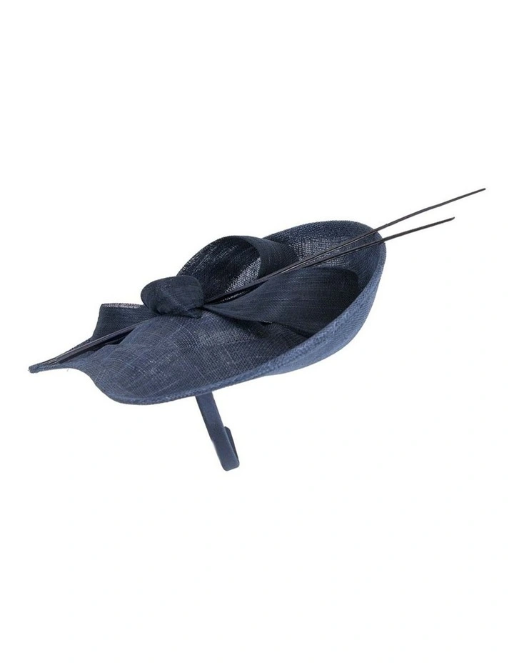 Large Sinamay MA872N Fascinator in Navy image 3